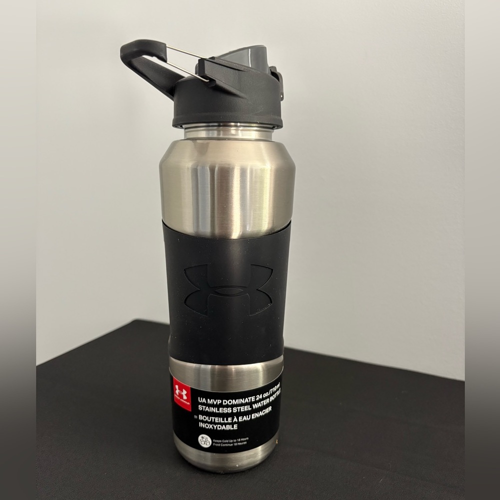 Under Armour Black and Silver Water Bottle